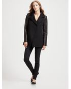 Veda Swing Coat with Leather Sleeves - Lyst