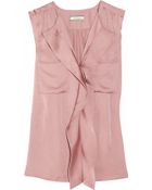 By Malene Birger Eliane Ruffled Satin Blouse - Lyst