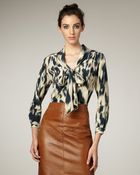 Graham & Spencer Printed Tie-neck Blouse - Lyst