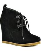 Steve Madden Tanngoo - Black Suede Wedge Bootie - Lyst