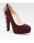 Brian Atwood Power Studs Suede Platform Pumps - Lyst