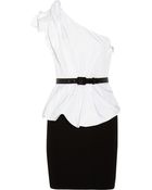 Alice + Olivia Satin-twill and Jersey One-shoulder Dress - Lyst