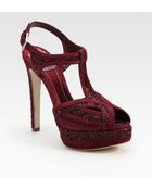 Dior Celeste Glitter and Suede T-strap Sandals - Lyst