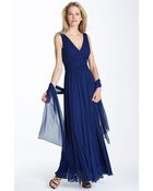 Alex Evenings Ruched Mesh Gown with Shawl - Lyst