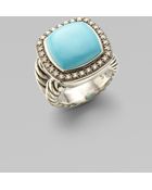 David Yurman Turquoise & Diamond Sterling Silver Ring - Lyst