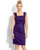 Donna Morgan Ruched Stretch Satin Sheath Dress - Lyst