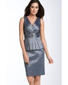 Eliza J Peplum Shantung Dress - Lyst
