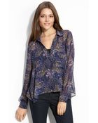 Olivia Moon Sheer Print Blouse (petite) - Lyst