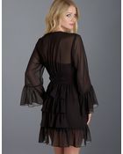 Betsey Johnson Chiffon Ruffle Wrap Robe - Lyst