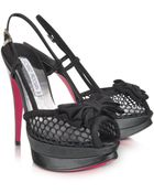 Luciano Padovan Satin and Suede Bow Sandal - Lyst