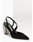 Manolo Blahnik Rente Asymmetrical Strap Suede Pump - Lyst