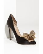Valentino Crystal Bow Satin Dorsay Pump - Lyst