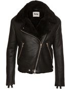 Acne Studios Rita Sherling Leather Biker Jacket - Lyst
