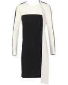 Balenciaga Colour Blocked Crepe Dress with Draped Open Back - Lyst