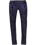 Balmain Metallic Leather Biker Trousers - Lyst