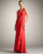 Badgley Mischka Bead-waist Halter Gown - Lyst