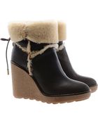 Moncler Annette Shearling Wedge Boots - Lyst