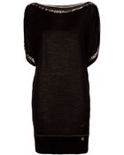 Roberto Cavalli Leopard Trim Dress - Lyst