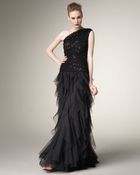 Tadashi Shoji Sequin & Tulle One-shoulder Gown - Lyst