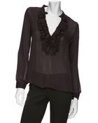 L'Agence Long Sleeved Ruffled Blouse - Lyst
