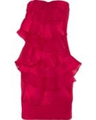 Notte By Marchesa Ruffled Strapless Silk Dress - Lyst