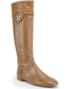 Tory Burch Selma - Sienna Leather Flat Riding Boot - Lyst