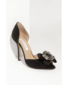Oscar de la Renta Jeweled Dorsay Pump - Lyst