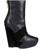 Gareth Pugh 140mm Suede & Calfskin Low Boot Wedges - Lyst