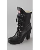 Hunter Gabby Lace Up High Heel Boots - Lyst