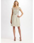 Kay Unger Moiré Metallic Lace Dress - Lyst