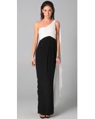 Notte By Marchesa One Shoulder Gown with Chiffon Bodice - Lyst