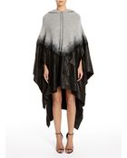 Alexander Wang Hooded Wool & Leather Needle Punch Poncho - Lyst