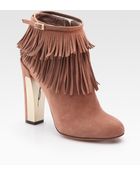 B Brian Atwood Pembra Suede Fringe Ankle Boots - Lyst