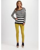 Vince Striped Cotton Boatneck Sweater - Lyst