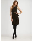 MICHAEL Michael Kors Crepe Side-ruffle Dress - Lyst