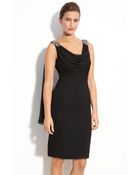 Js Collections Chiffon Draped Crepe Sheath Dress - Lyst