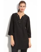 Lafayette 148 New York Athena Beaded Silk Tunic - Lyst