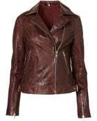Topshop Quilted Leather Biker Jacket - Lyst