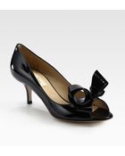 Valentino Patent Leather Peep Toe Bow Pumps - Lyst