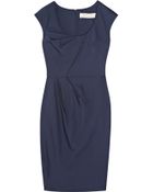 Lela Rose Pleated Stretch-sateen Dress - Lyst