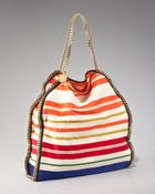 Stella McCartney Striped Falabella Tote - Lyst