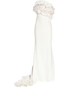 Marchesa Silk-crepe Ruffled Column Gown - Lyst
