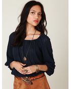 Free People Pointelle Peasant Top - Lyst