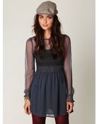 Free People Vintage Lace Long Sleeve Dress - Lyst