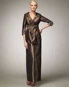 Rickie Freeman for Teri Jon Jewel-sleeve Coatdress Gown - Lyst