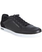 Dolce & Gabbana Black Leather Logo Sneakers - Lyst