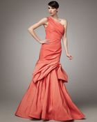 Monique Lhuillier Tufted One-shoulder Trumpet Gown - Lyst