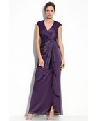 Adrianna Papell Faux Wrap Chiffon Gown - Lyst
