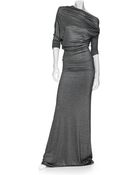 L'Agence Drape Back Lame Maxi Dress - Lyst