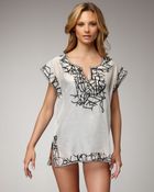Oscar de la Renta Embroidered Satin Tunic, White - Lyst